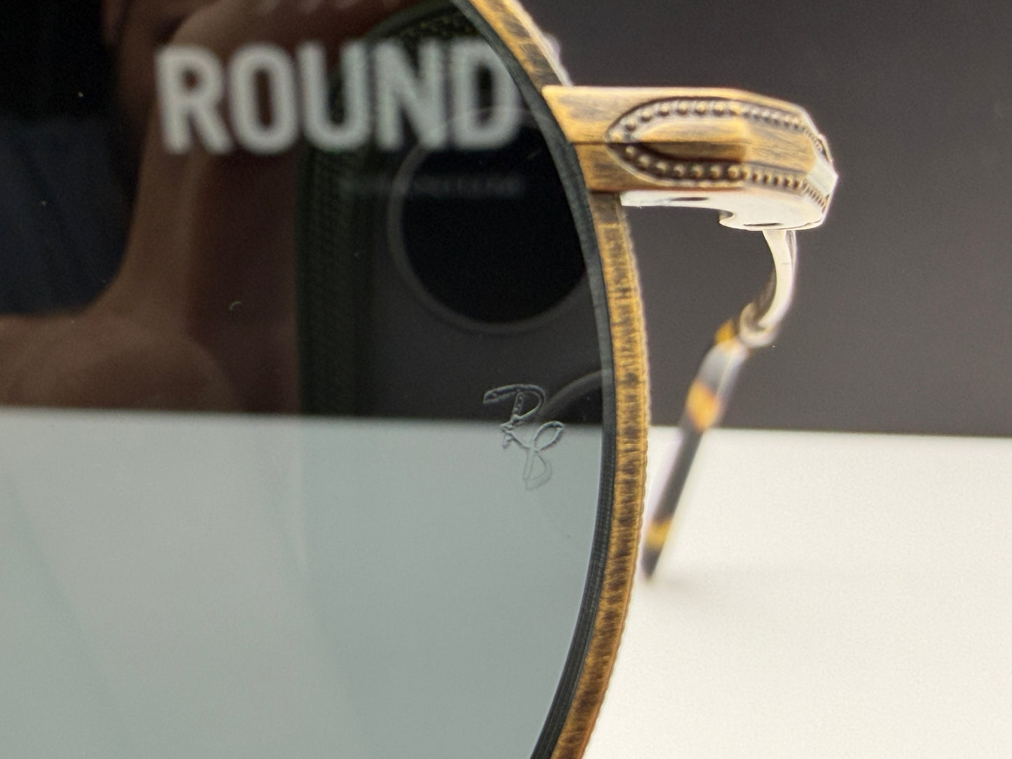 Ray-Ban Round Double Bridge Titanium 50mm Antique Gold / Gray RB 8147 913757 Japan NEW