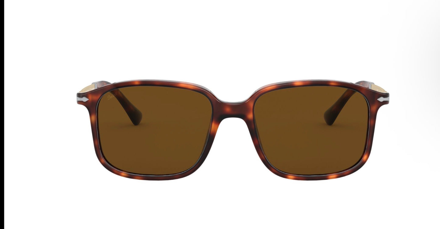 Persol PO 3246 53mm Havana / Polarized Brown Glass Lens 24 / 57 Italy NEW