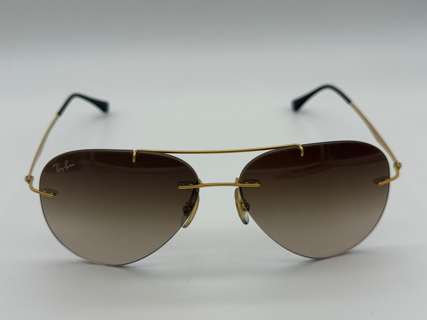 Ray-Ban Aviator LightRay 56mm Titanium RB 8055 157 / 13 Gradient Brown / Gold Itlay Preowned
