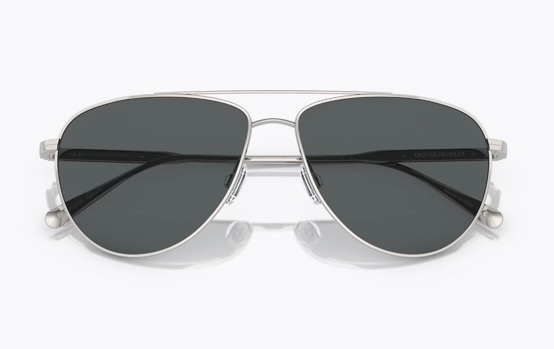 Oliver Peoples Brunello Cucinelli Disoriano 58mm  Silver / Midnight Express Polarized OV 1301S 5036P2 Polarized Italy Preowned