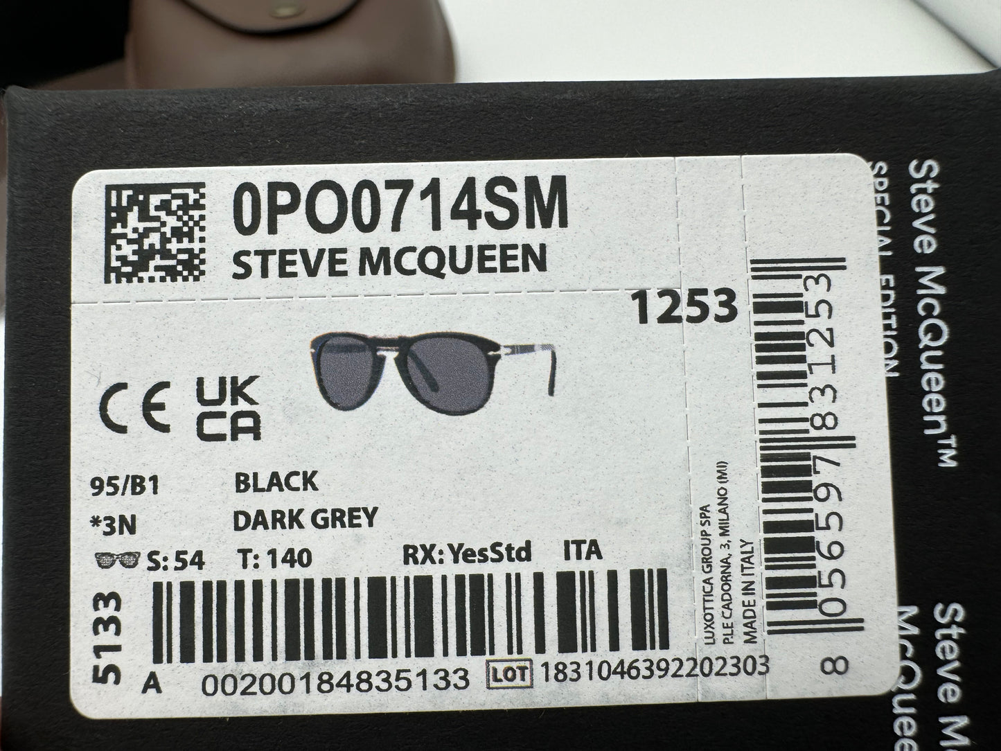 Persol PO 714 SM Steve McQueen 54mm Black / Dark Gray 95/B1 Special Edition Italy NEW