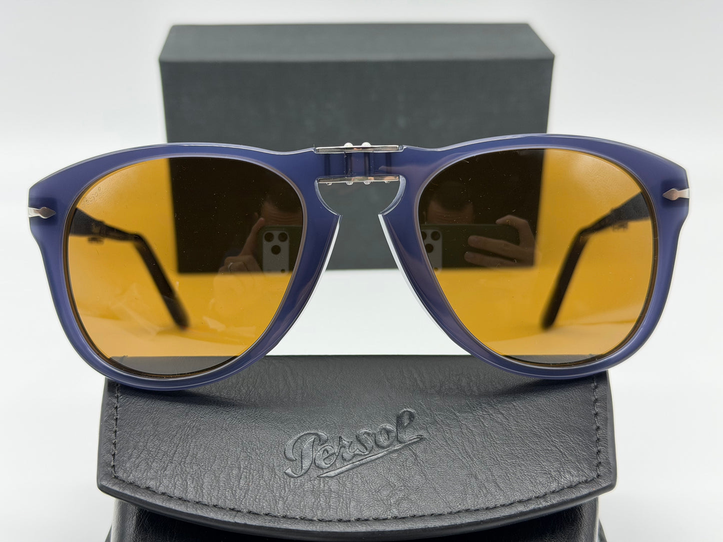 Persol PO 714 54mm Milky Depths Blue / Brown Lens 121733 Italy NEW
