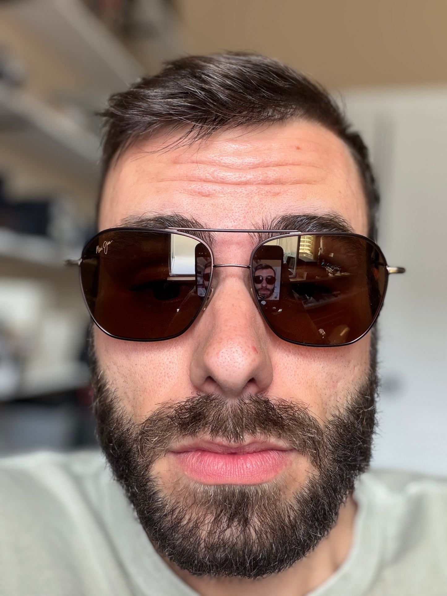 Maui Jim Mano 57mm Dark Brown / Gold Stripe HCL Bronze Polarized Sunglasses H877-01 Italy