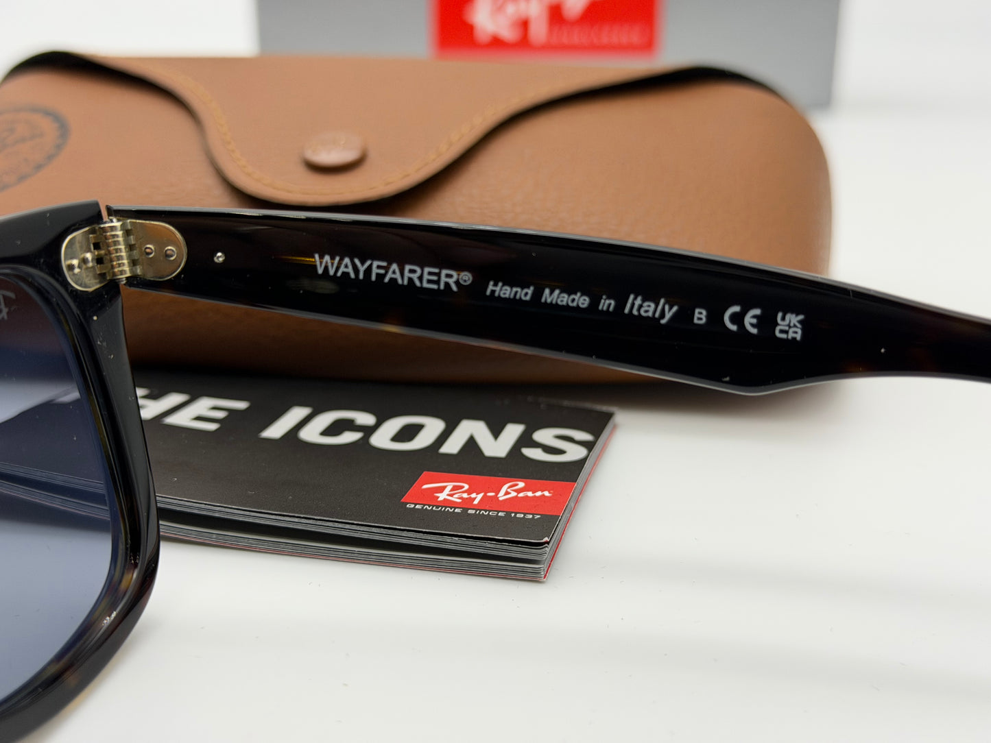 Ray-Ban Original Wayfarer 50mm RB 2140 Havana / Gray Glass Lens 1382R5 Italy NEW