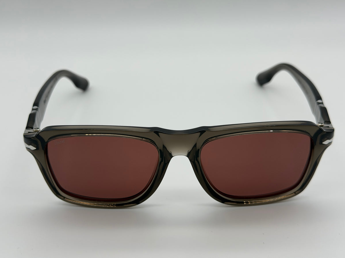 Persol PO 8002S Opal Grey /  Red Glass Lens 55mm 1103C5 Italy Preowned
