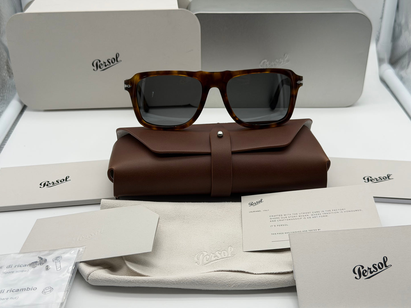 Persol PO 8002S 55mm Yellow Brown Havana / Dark Gray 1243B1 Italy NEW