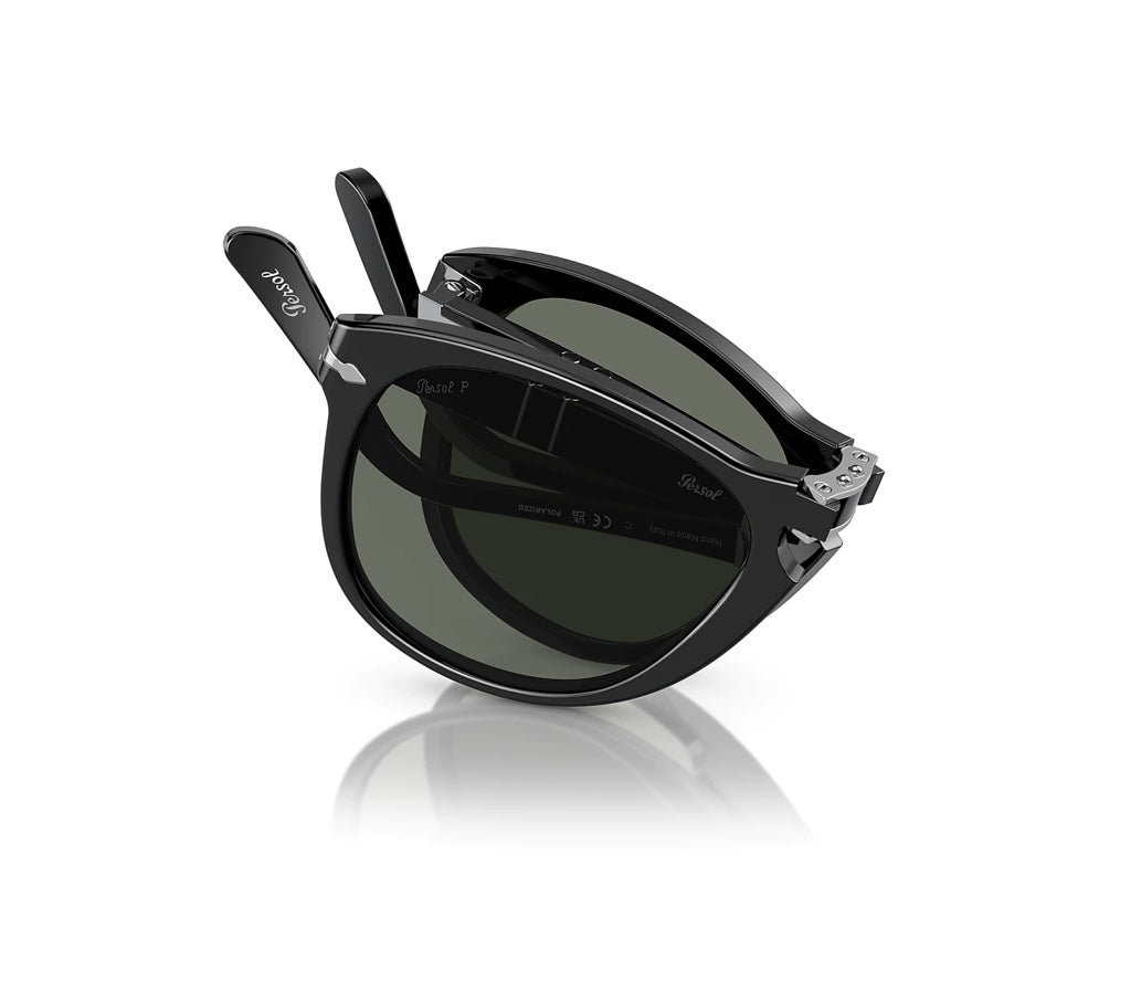 Persol PO 714 54mm Original Folding Black / Green Polarized 95 58 Italy NEW