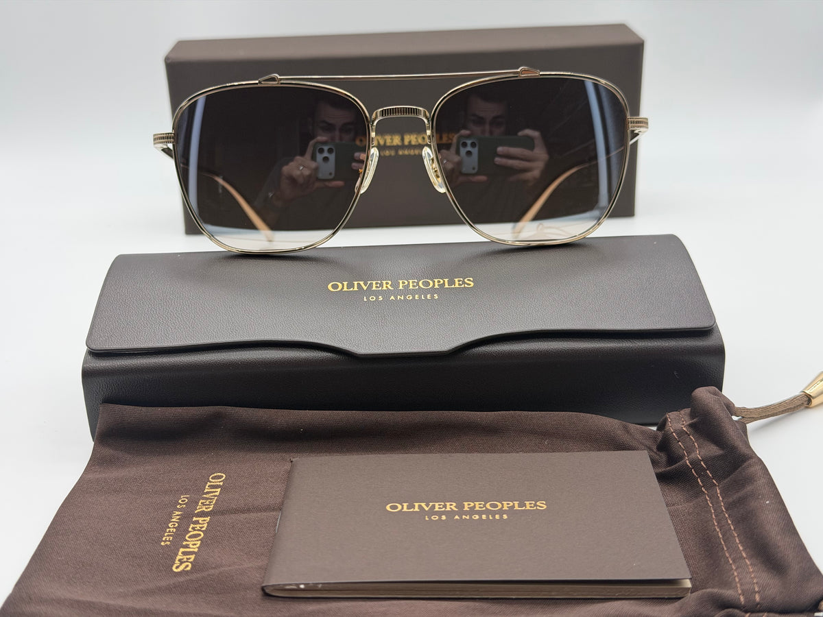 Oliver Peoples Avison 55mm Soft Gold Titanium / Tuscan Brown Gradient Mirror Crystal Lens OV 1349ST Japan NEW