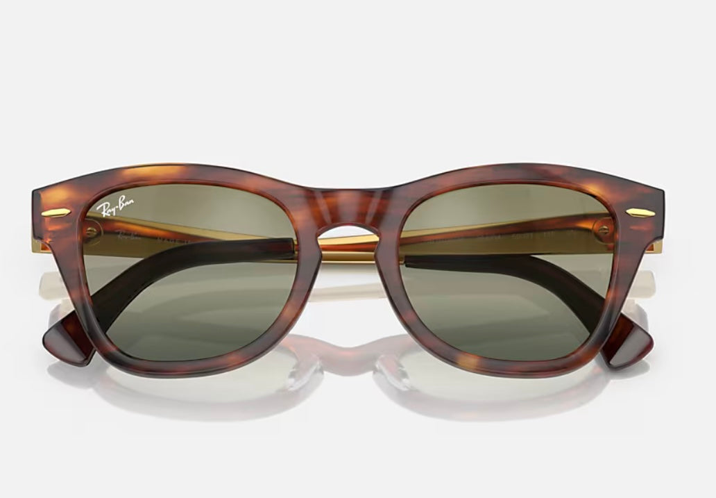 Ray-Ban RB 0707 SM 53mm Stripped Havana / Green Vintage 954 / G4 Italy NEW