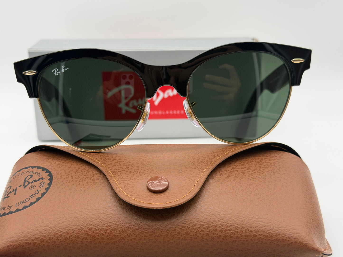 Ray-Ban Clubmaster Way 54mm Black Gold / Green G 15 lens RB 2341 NEW