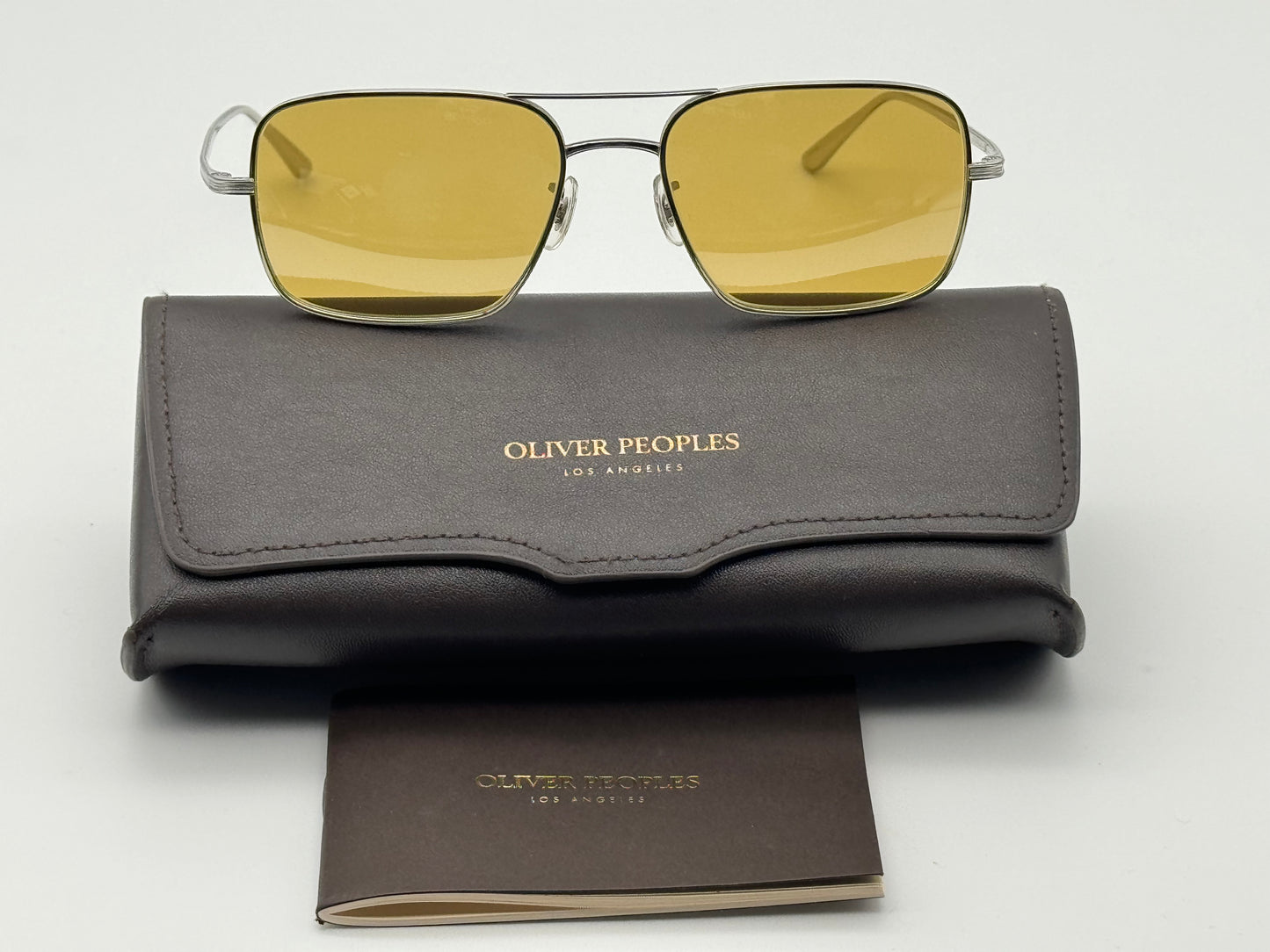Oliver Peoples Victory L.A. 54mm OV1246ST Silver Mustard 50360F Titanium made in Japan