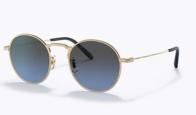 Oliver Peoples WESLIE SUN 49mm OV 1282ST Gold/Dark Azure Shaded Polarized Titanium Japan NEW