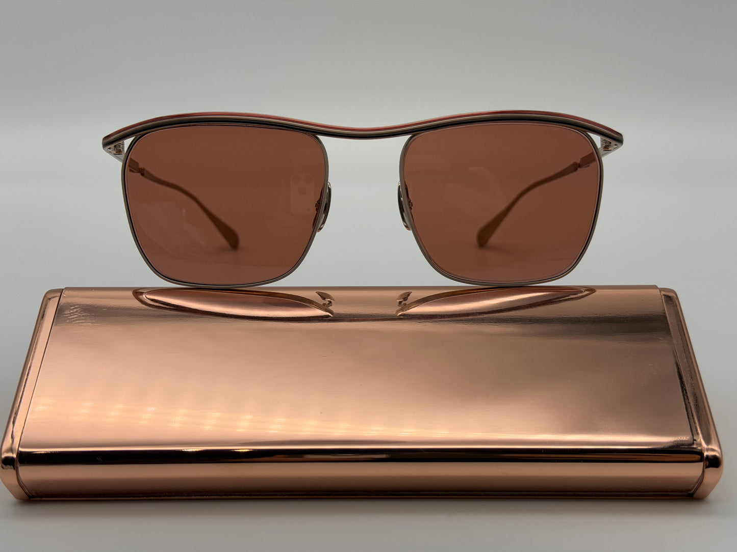Mr. Leight Owsley S 53mm Rose - White Gold Titanium Frame with Glass Antique Dark Rose Less Japan NEW