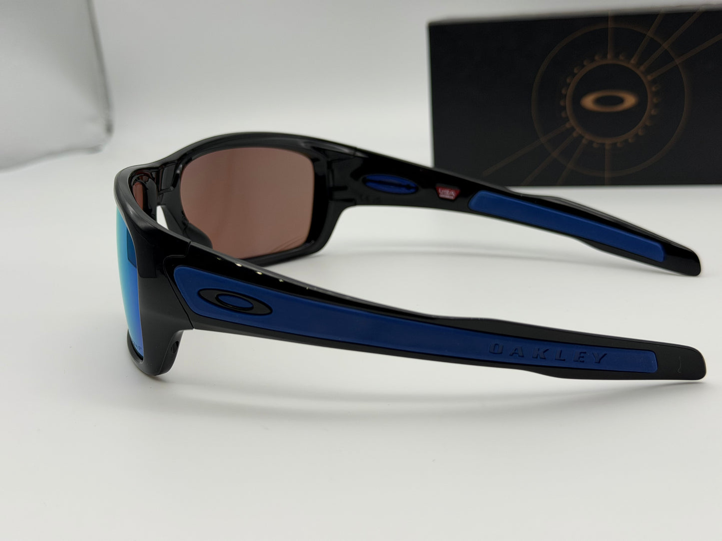 Oakley Turbine 63mm Polished Black \ Prizm Deep Water Polarized CUSTOM Blue Socks