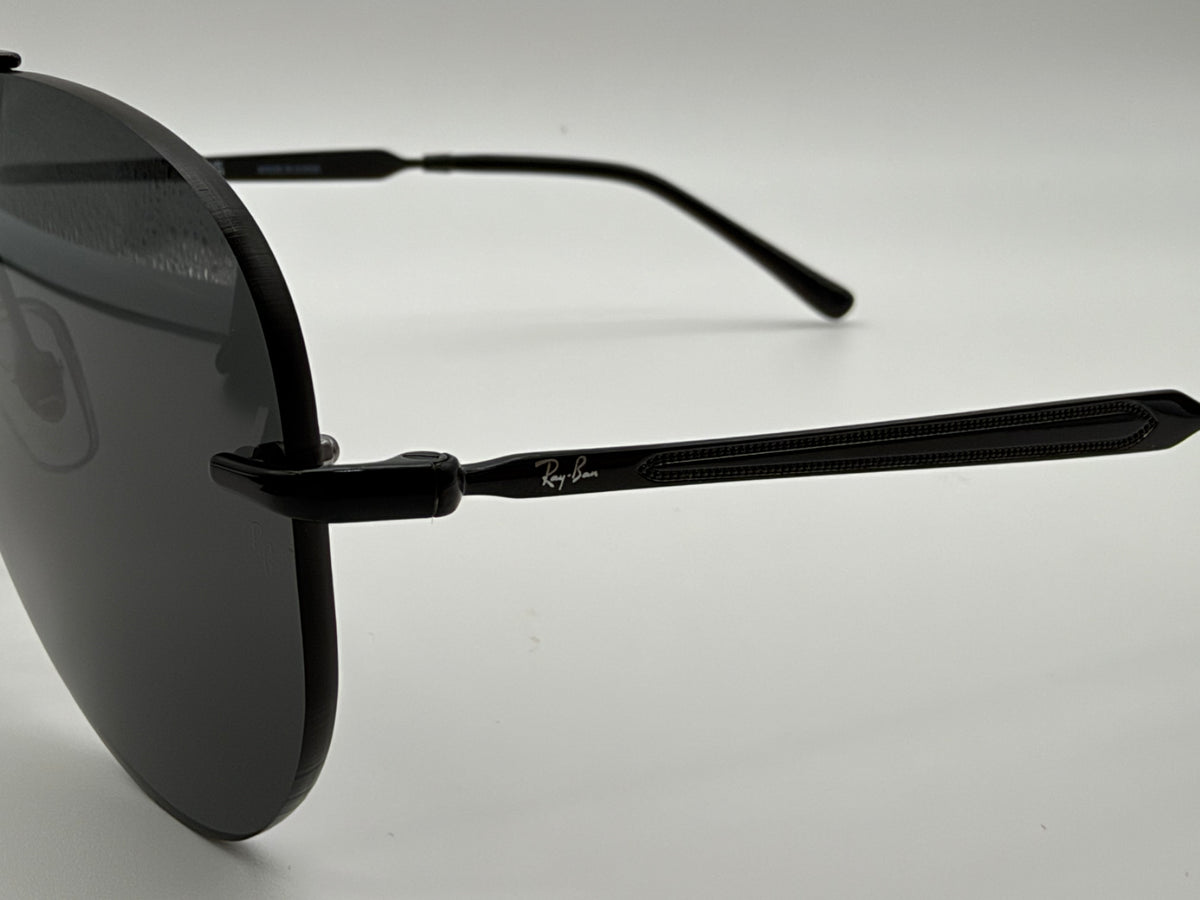 Ray-Ban Aviator Rimless RB 3791 Polished Black / Dark Gray 002/87 NEW