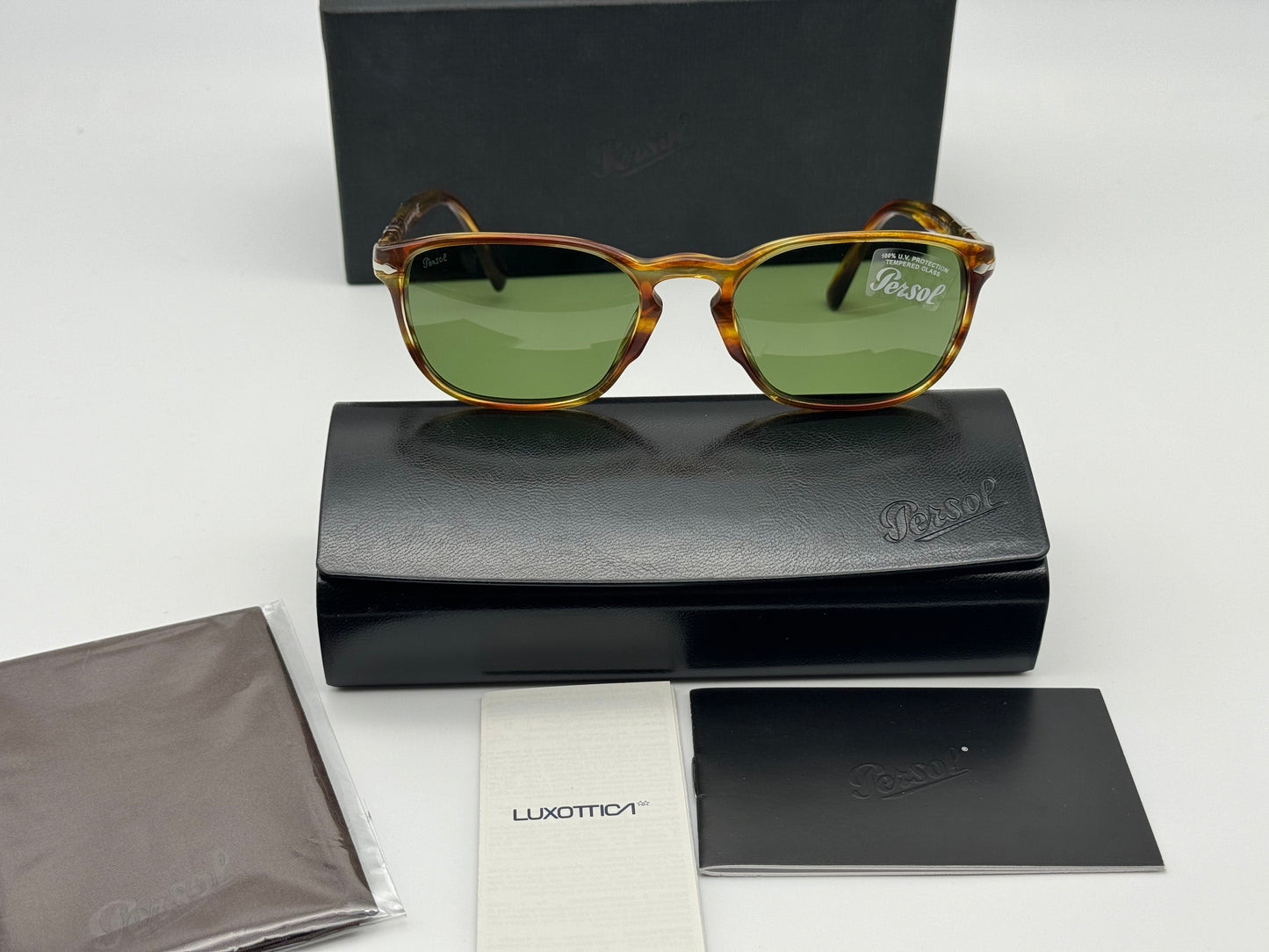 Persol PO 3234 S 54mm Brown Striped Yellow Green Lens 1050 New