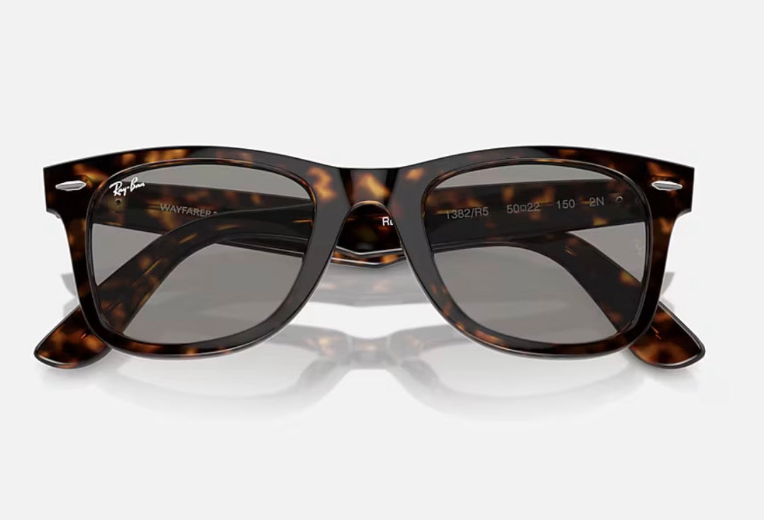 Ray-Ban Original Wayfarer 50mm RB 2140 Havana / Gray Glass Lens 1382R5 Italy NEW