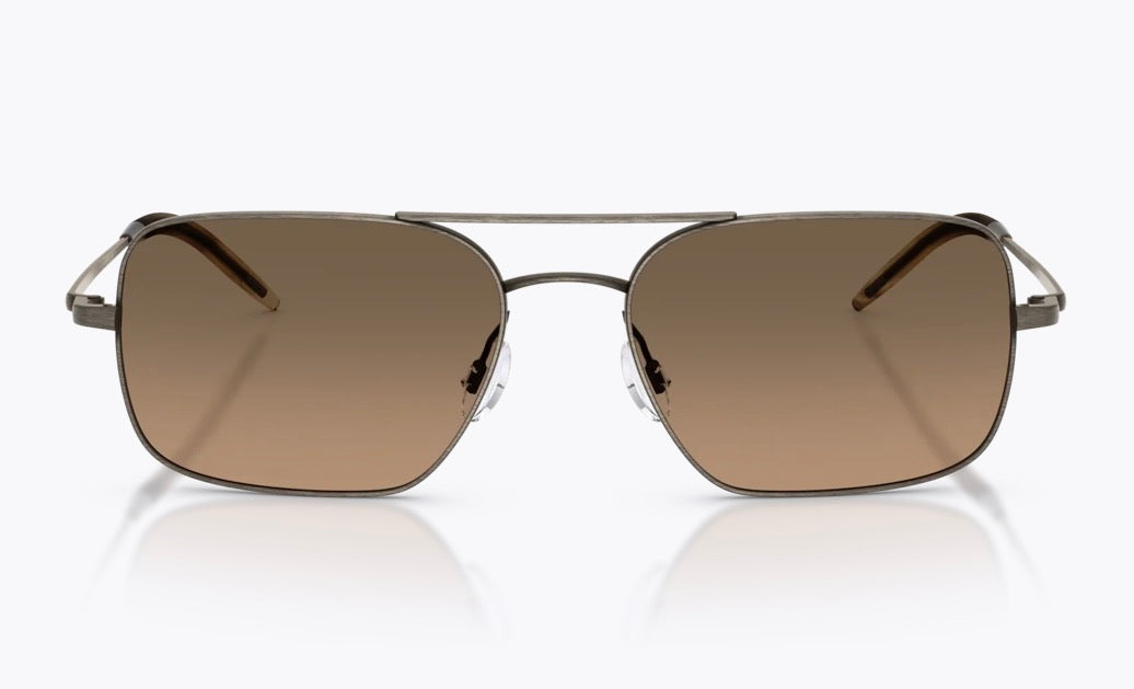Oliver Peoples Victory II 55mm Pewter Metal / Sandstone Gradient Polarized Crystal Glass Lens OV 1373s 5289GN Italy NEW