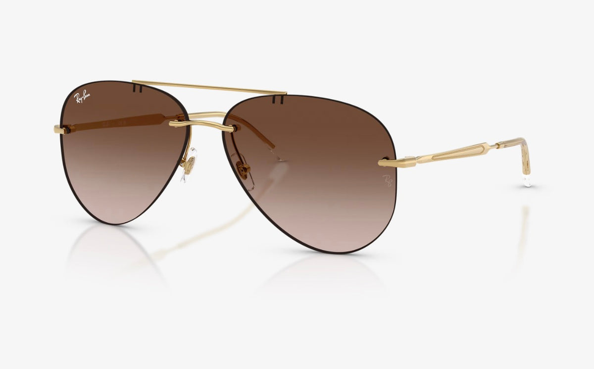 Ray-Ban RB 3791 59mm Rimless Aviator Brown Gradient / Gold 001/13 NEW