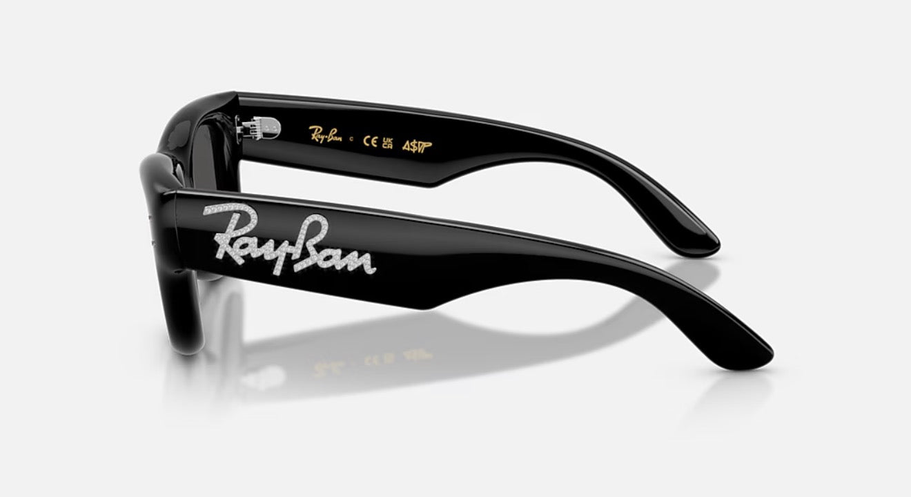 Ray-Ban Wayfarer Puffer 47mm Black w Strass / Dark Gray RB 4940B 68487 NEW