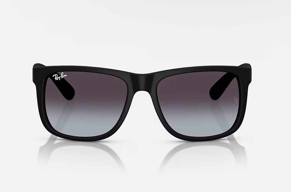 Ray-Ban Justin 54mm Rubber Black / Light Gray Gradient Dark Gray RB 4165 601 / 8G NEW
