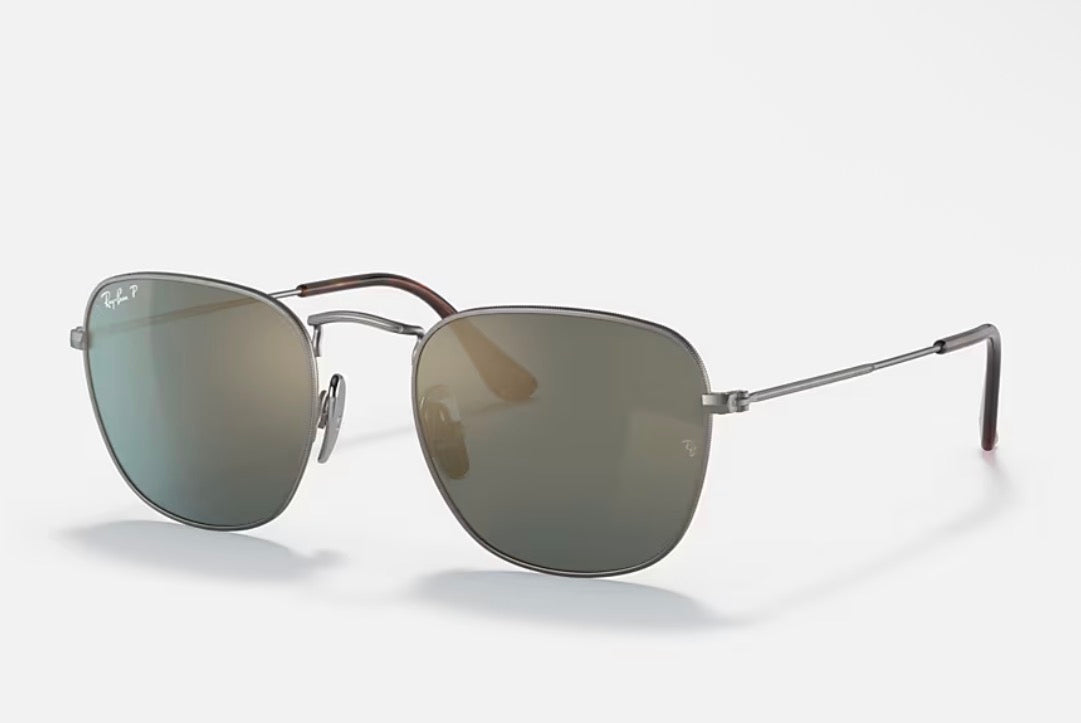 Ray-Ban Frank Titanium 51mm Gunmetal / Polarized Blue Mirror Gold RB 8157 9208 T0 Japan NEW