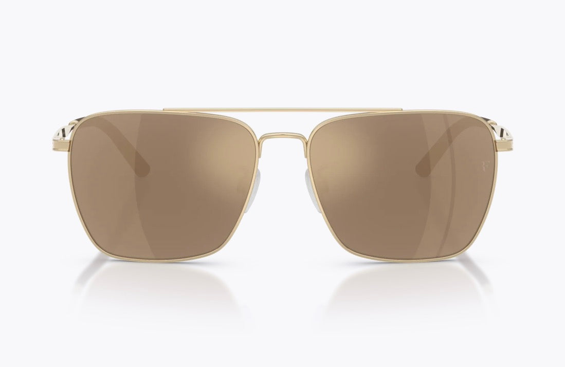 Oliver Peoples R-15 56mm Gold / Desert Flash Mirror OV 1362S 50355S Italy NEW