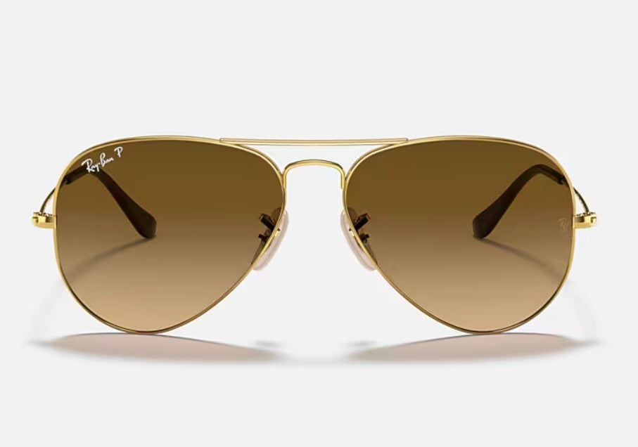 Ray-Ban Aviator 58mm Gold Brown Gradient Polarized RB 3025 001/M2 Italy NEW