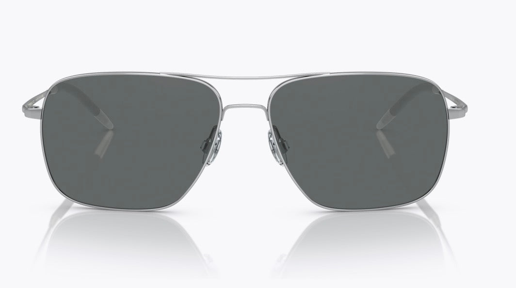 Oliver Peoples Clifton 58mm Silver / Dark Gray Polarized Crystal 5036 / P2 Italy Open Box