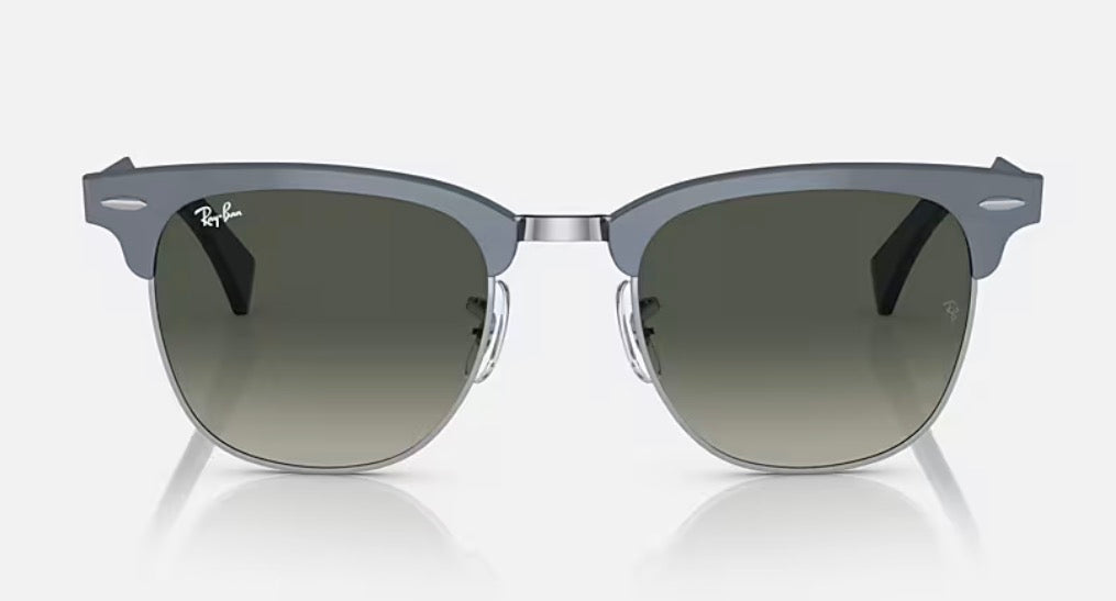 Ray-Ban Clubmaster Aluminum 51mm Matte Blue Silver / Gray Gradient Lens RB 3507 9248 / 71 Italy NEW