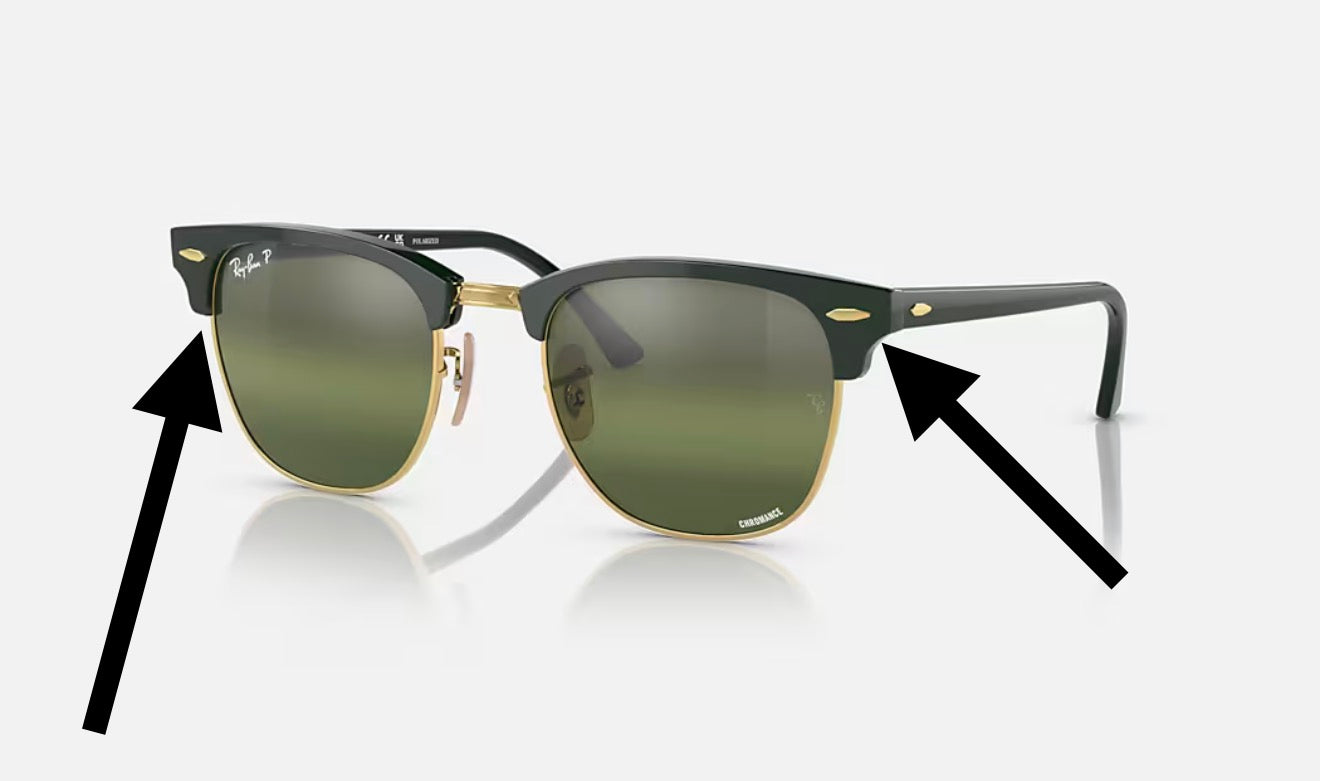 Ray-Ban RB 3016 Clubmaster Green / Gold Front Plastic Browbar Size 51-21mm OEM