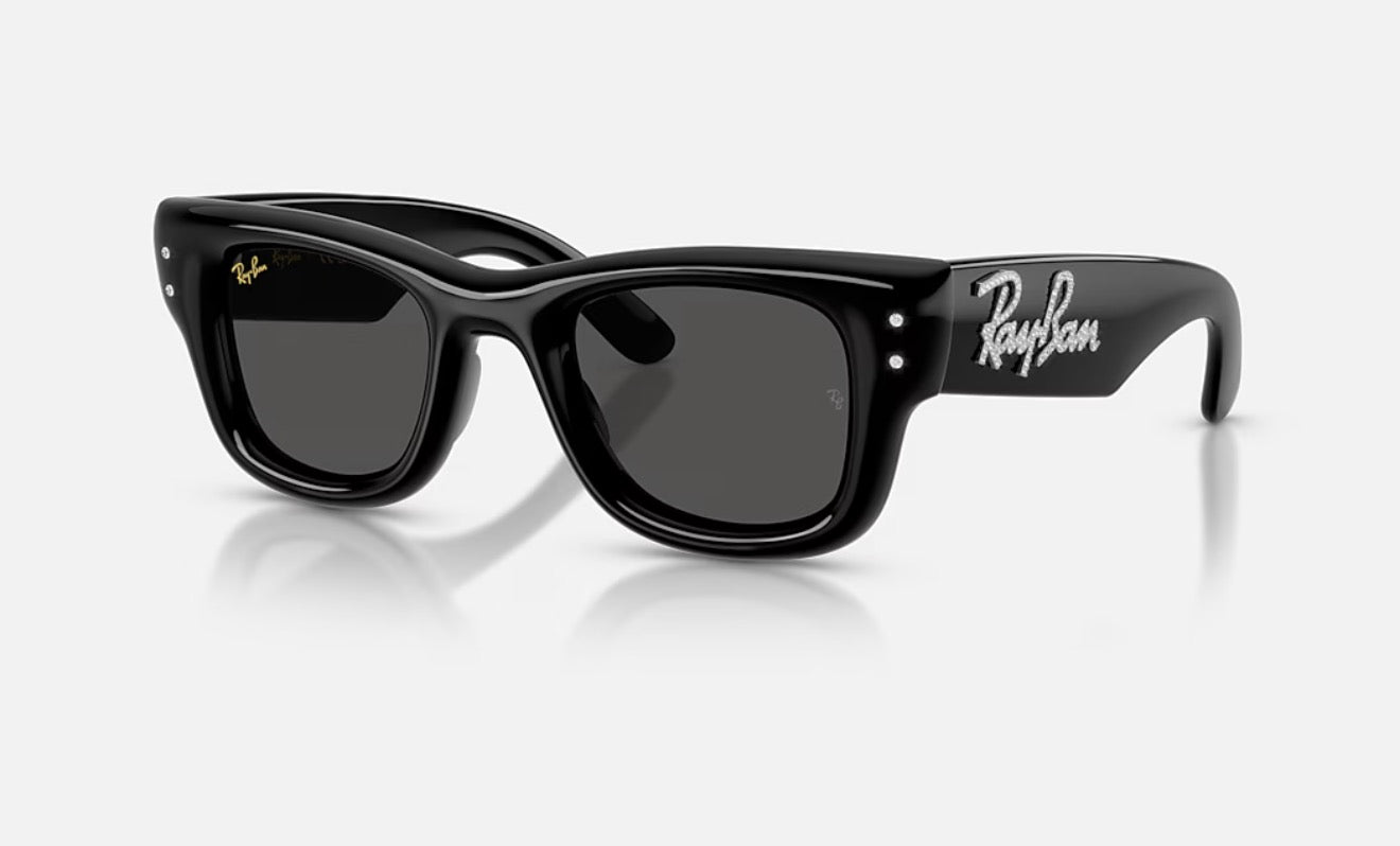 Ray-Ban Wayfarer Puffer 47mm Black w Strass / Dark Gray RB 4940B 68487 NEW