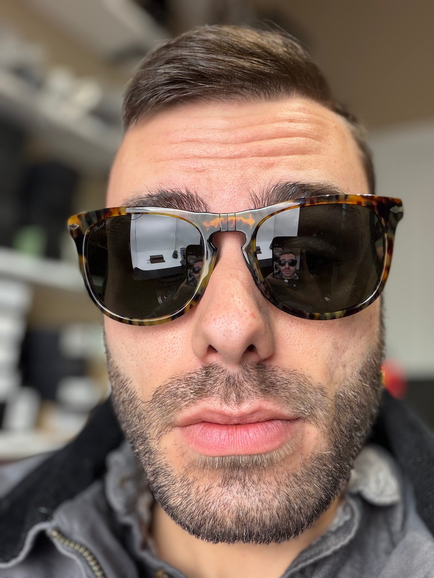 Persol PO 3055 s 54mm Caffe / G 15 Polarized Glass 108 58 Italy Preowned