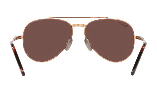 Ray-Ban Aviator II Titanium 58mm Rose Gold / Dark Violet Polarized Chromance Glass Lens RB 8225 3140AF Japan NEW