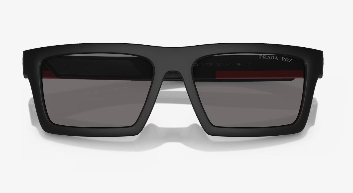 Prada Linea Rossa PS 02ZSU 55mm Dark Gray Polarized / Matte Black Italy Open Box