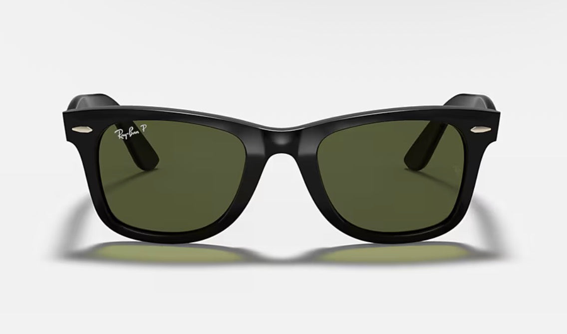 Ray-Ban Wayfarer Ease 50mm RB 4340 601 / 58 Black / G 15 Polarized Glass Lens Italy NEW