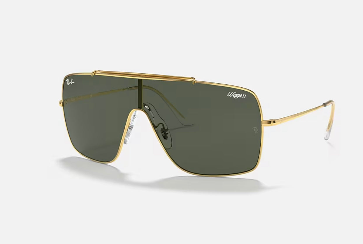 Ray-Ban Wings II RB 3697 Gold / Dark Green 905 / 071 Itlay NEW