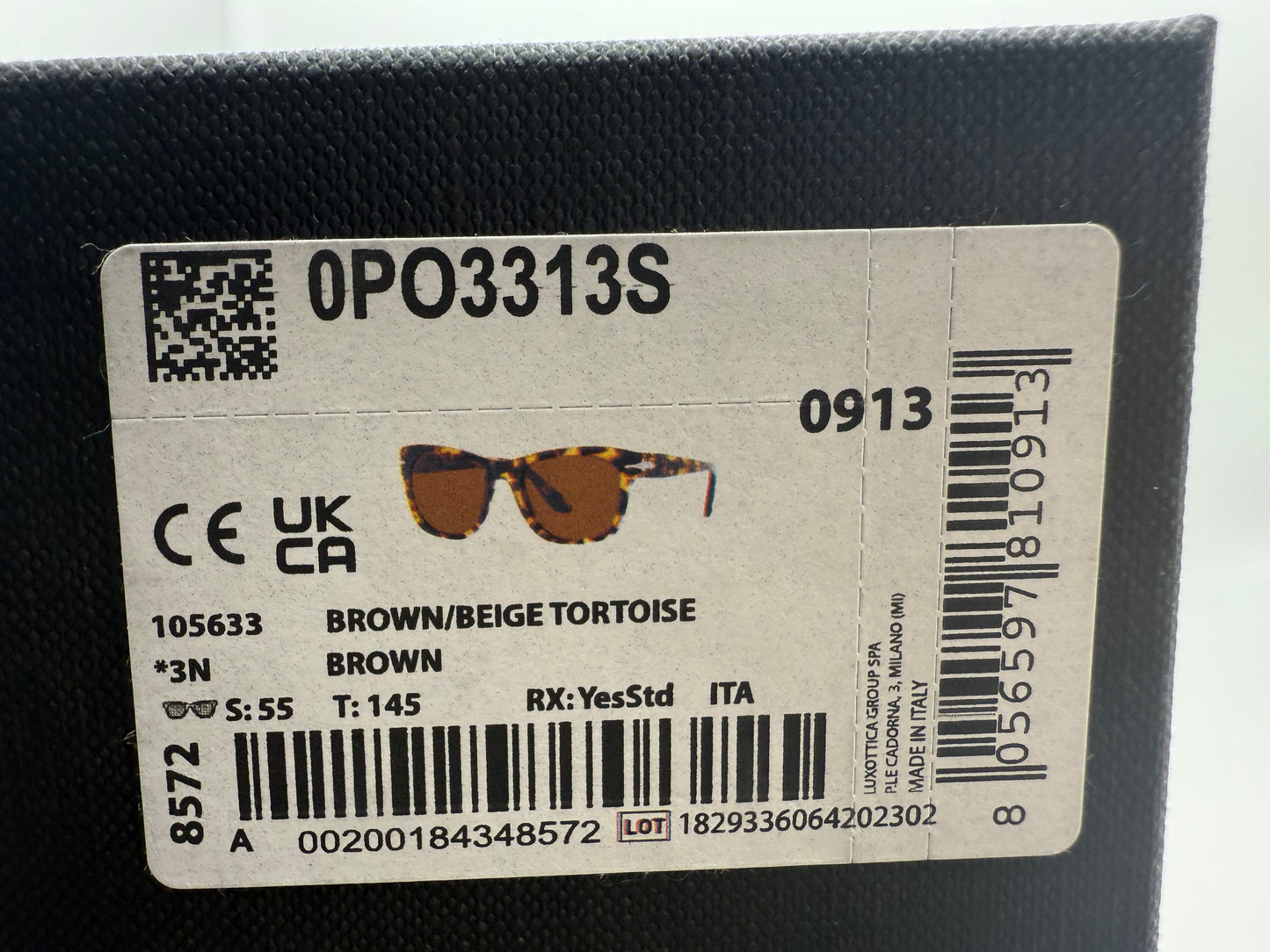 Persol PO 3313 55mm Brown Beige Tortoise / Brown Glass Lens 105633 Italy NEW