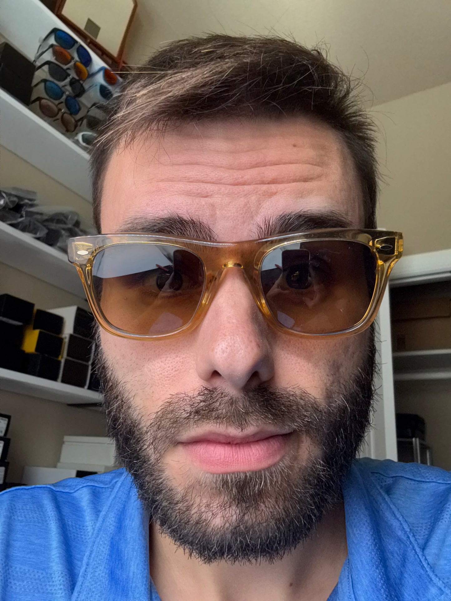 Oliver Peoples Mister Brunello 50mm OV 5519 Champagne Chrome Amber Photochromic 17650 Preowned