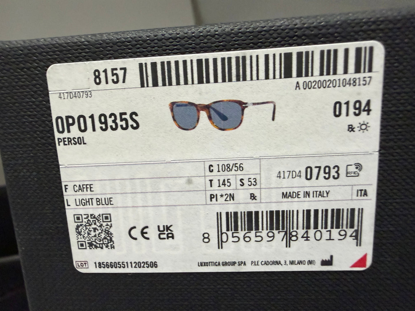 Persol PO 1935s 53mm Caffe / Light Blue Italy NEW