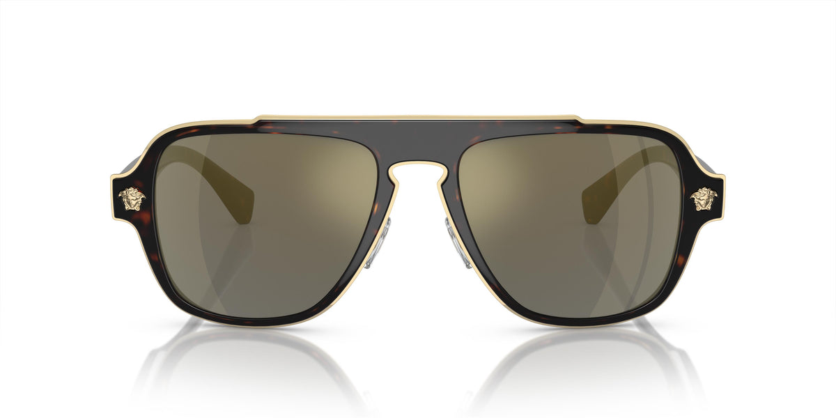 Versace VE 2199 Havana / Dark Gray Gold Mirror 56mm 12524T Itlay NEW