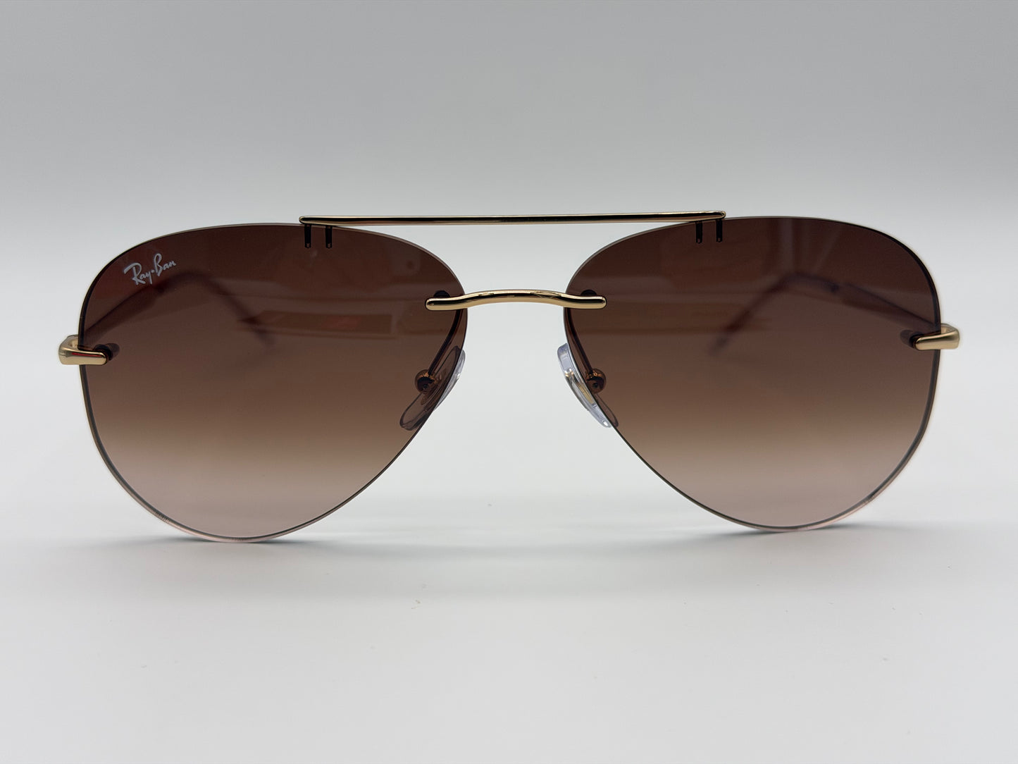 Ray-Ban RB 3791 59mm Rimless Aviator Brown Gradient / Gold 001/13 NEW