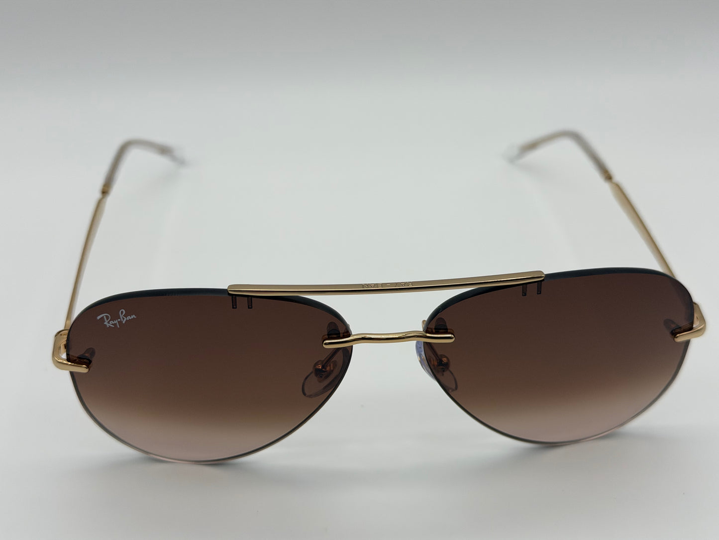 Ray-Ban RB 3791 59mm Rimless Aviator Brown Gradient / Gold 001/13 NEW