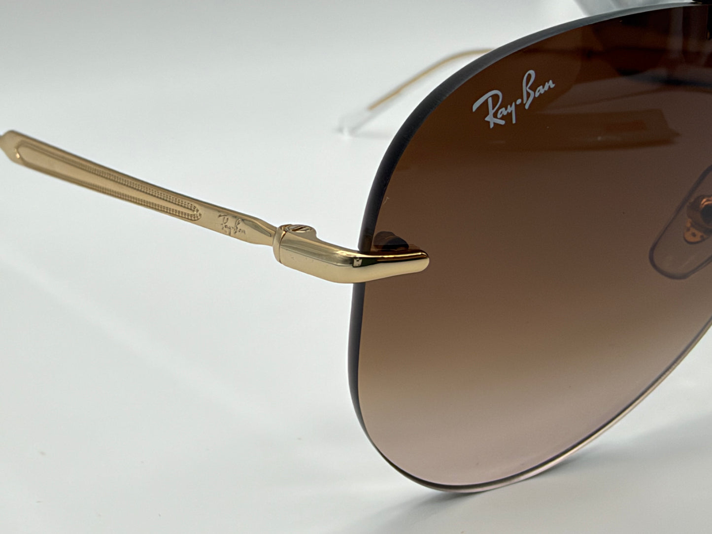 Ray-Ban RB 3791 59mm Rimless Aviator Brown Gradient / Gold 001/13 NEW