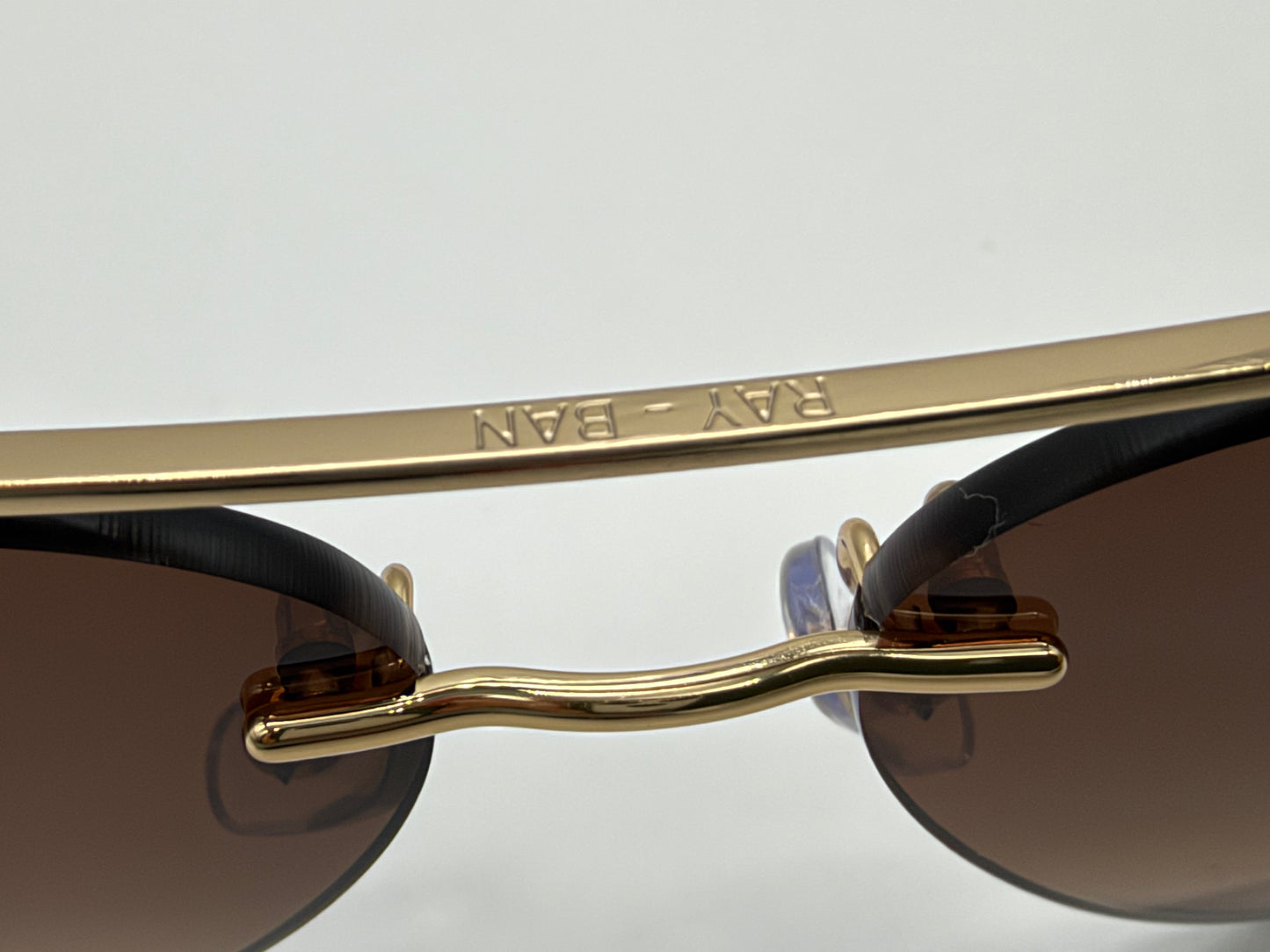 Ray-Ban RB 3791 59mm Rimless Aviator Brown Gradient / Gold 001/13 NEW