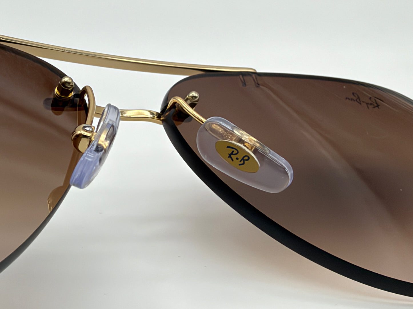 Ray-Ban RB 3791 59mm Rimless Aviator Brown Gradient / Gold 001/13 NEW
