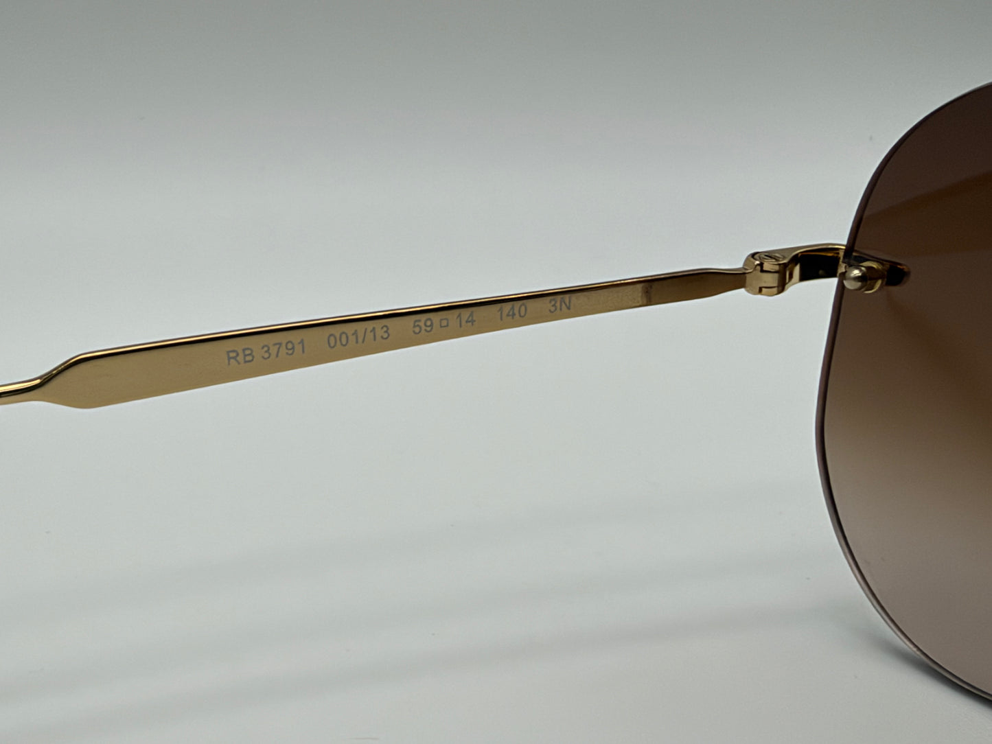 Ray-Ban RB 3791 59mm Rimless Aviator Brown Gradient / Gold 001/13 NEW