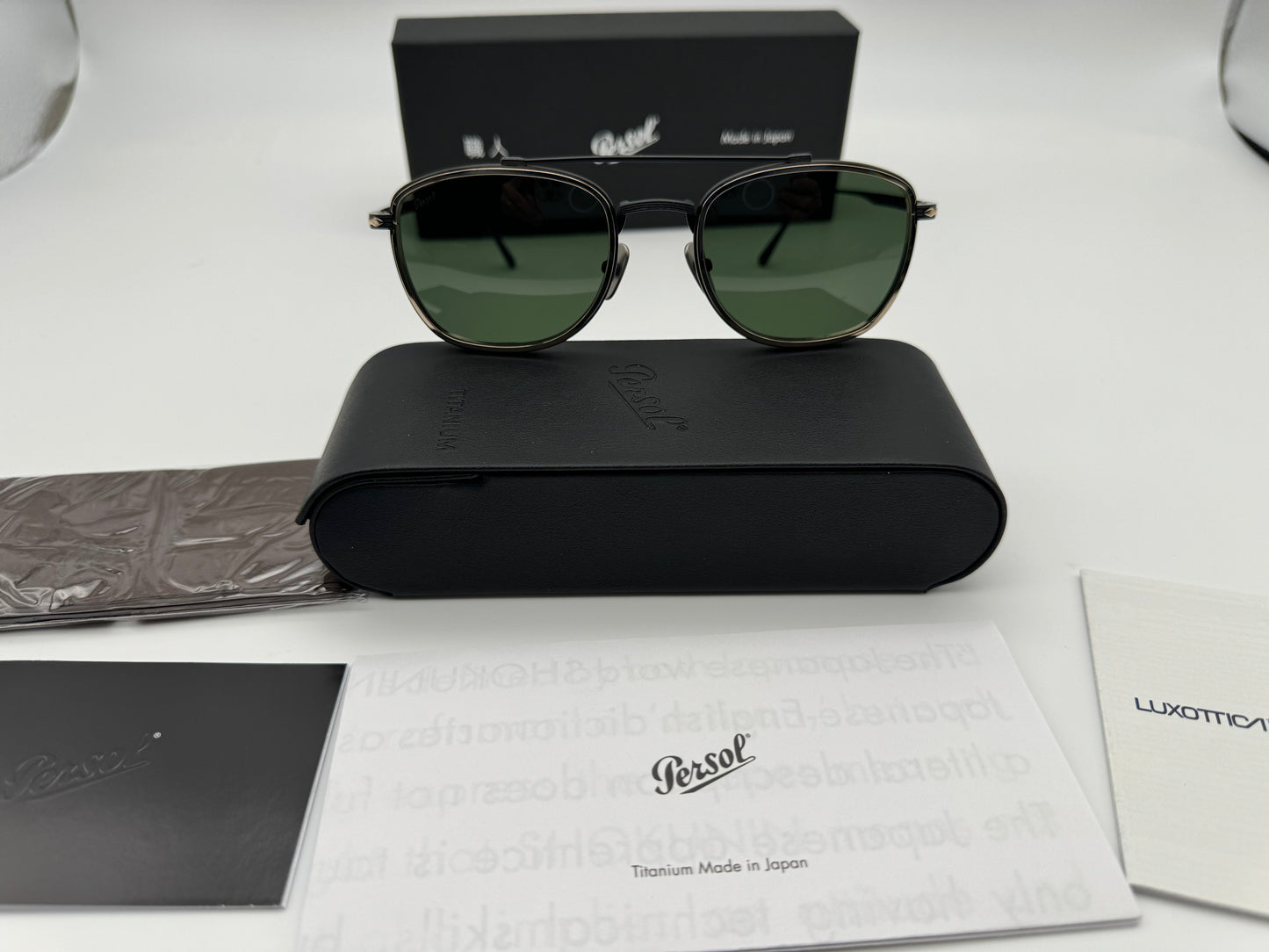 Persol PO 5005 ST 50mm Titanium Black / Gold Green 800831 Made In Japan NEW