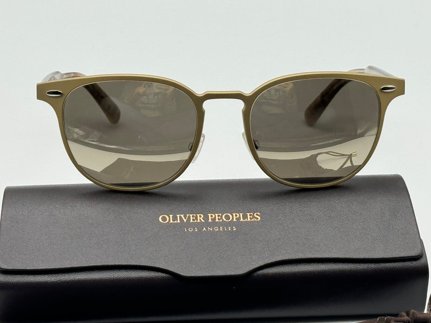 Oliver Peoples Sheldrake Metal 54mm OV 1179 s 52356G Tan / Smoke Silver Mirror Lens Open Box