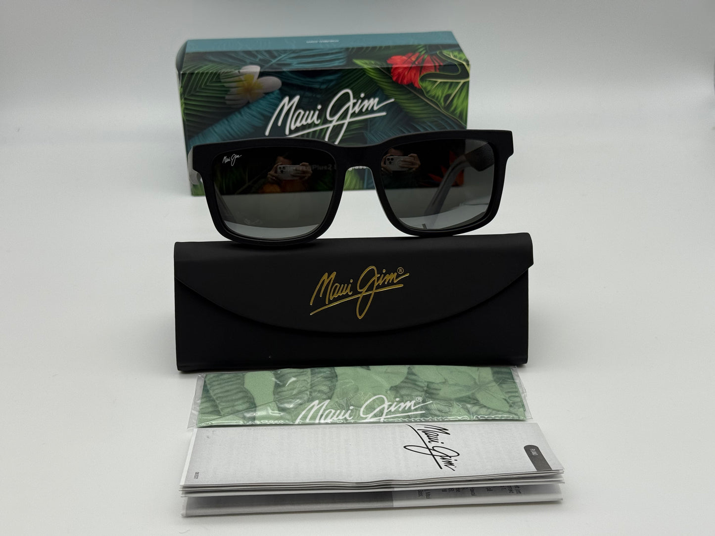 Maui Jim Stone Shack 55mm Matt Black - Crystal / Neutral Gray Bi Gradient Mirror Polarized NEW